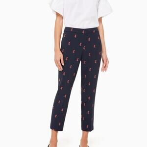 New Kate Spade New York Glen Pant Navy Blue Fox Animal Print Adorable Office